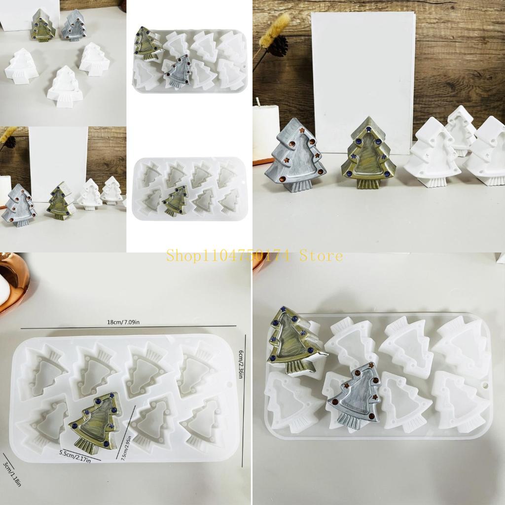 Candle Molds 8 Cavities Christmas Tree Silicone Molds Ornament Baking Molds Handmade Plaster Molds Castings Molds top sale China Mainland
