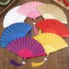 Plastic Folding Fan Tassels Handheld Fan Portable Gold Powder Fan  Home Decoration