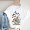 Pink Women Tshirts Casual Cute Cartoon Hedgehog Floral Graphic Print Female Tee Tops Harajuku Fashion Short Sleeve T Shirt Femme