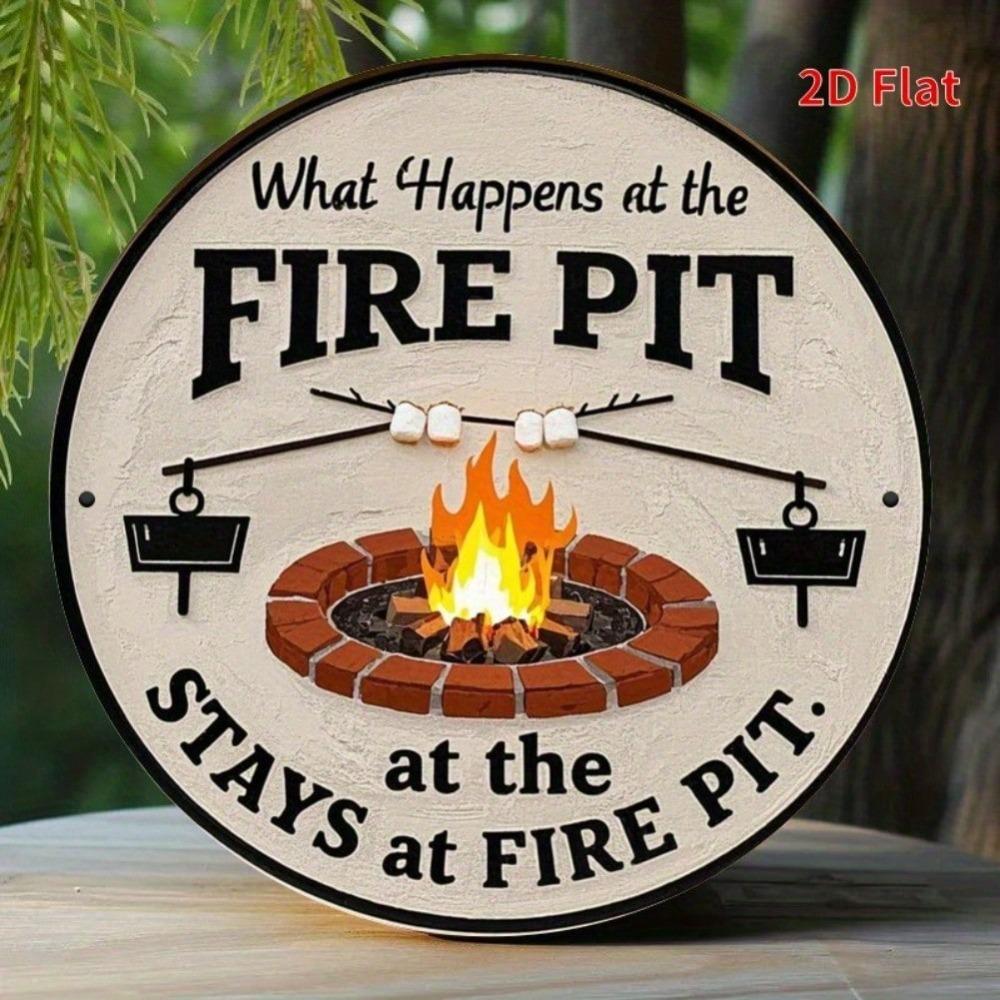Vintage Fire Pit Metal Sign Durable Indoor Outdoor Weather Resistant Gift