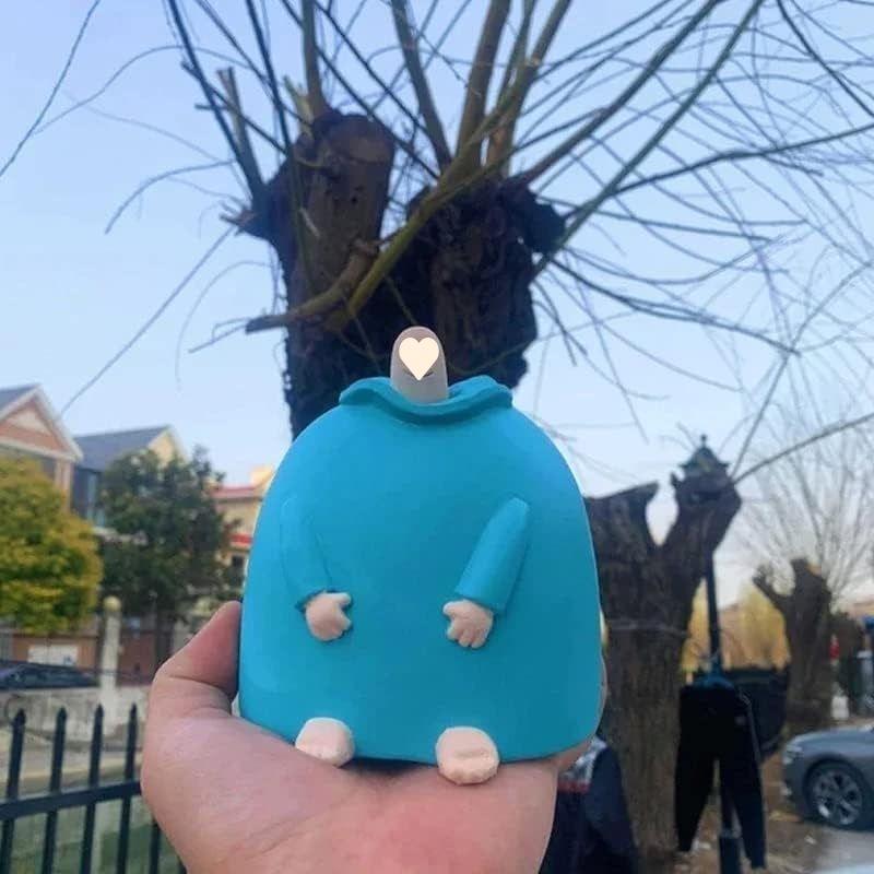 Smiling Blue Middle Finger Figurine - Small, Funny Desktop Toy for Friends, Birthday or Minimalist Decor