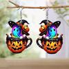 Halloween Themed Colorful Cartoon Ghost Pumpkin Pattern Women Earrings Acrylic