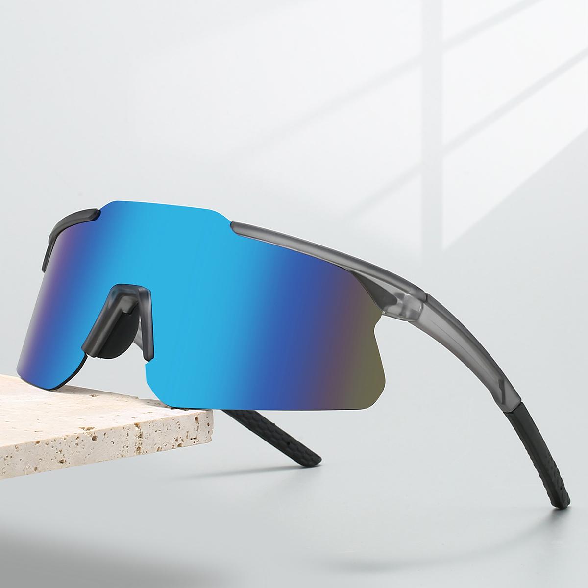 

Semi-rimless Goggle Men New Oversized Windproof Wrapped Round Riding Protective Shades Mirror Outdoor Cycling Sunglasses