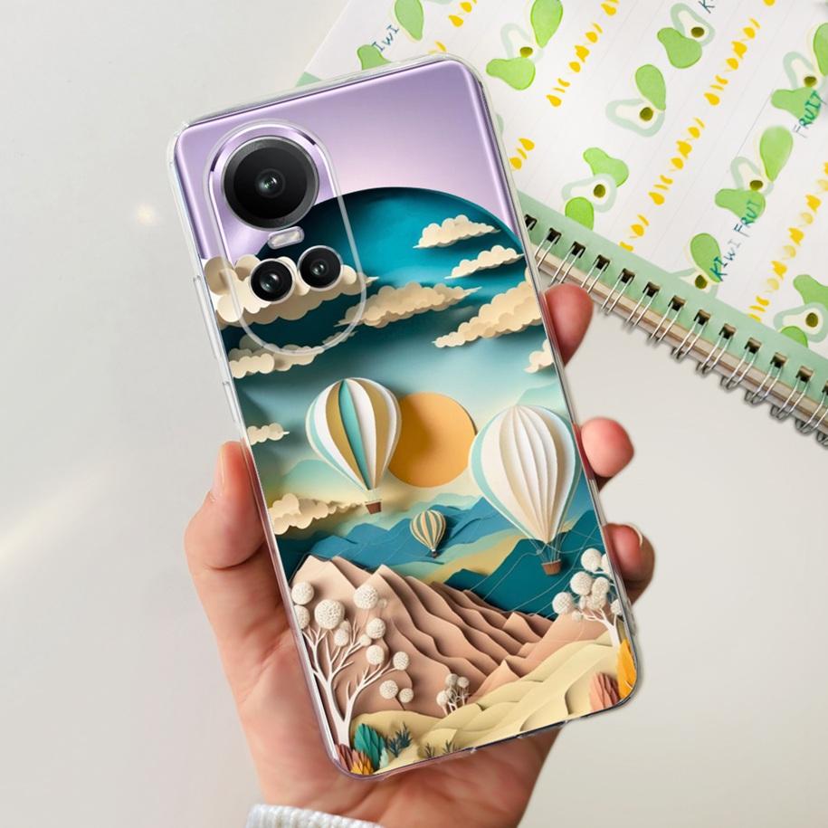 For Oppo Reno 10 Pro 5G Case Reno 10 Phone Case Fashion Flower Cartoon Clear Silicone Shockproof Cover For Reno10 Pro Plus Coque