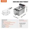 Commercial Electric Deep Fryer 3000W 9L Stainless Steel Upgrade 200°C