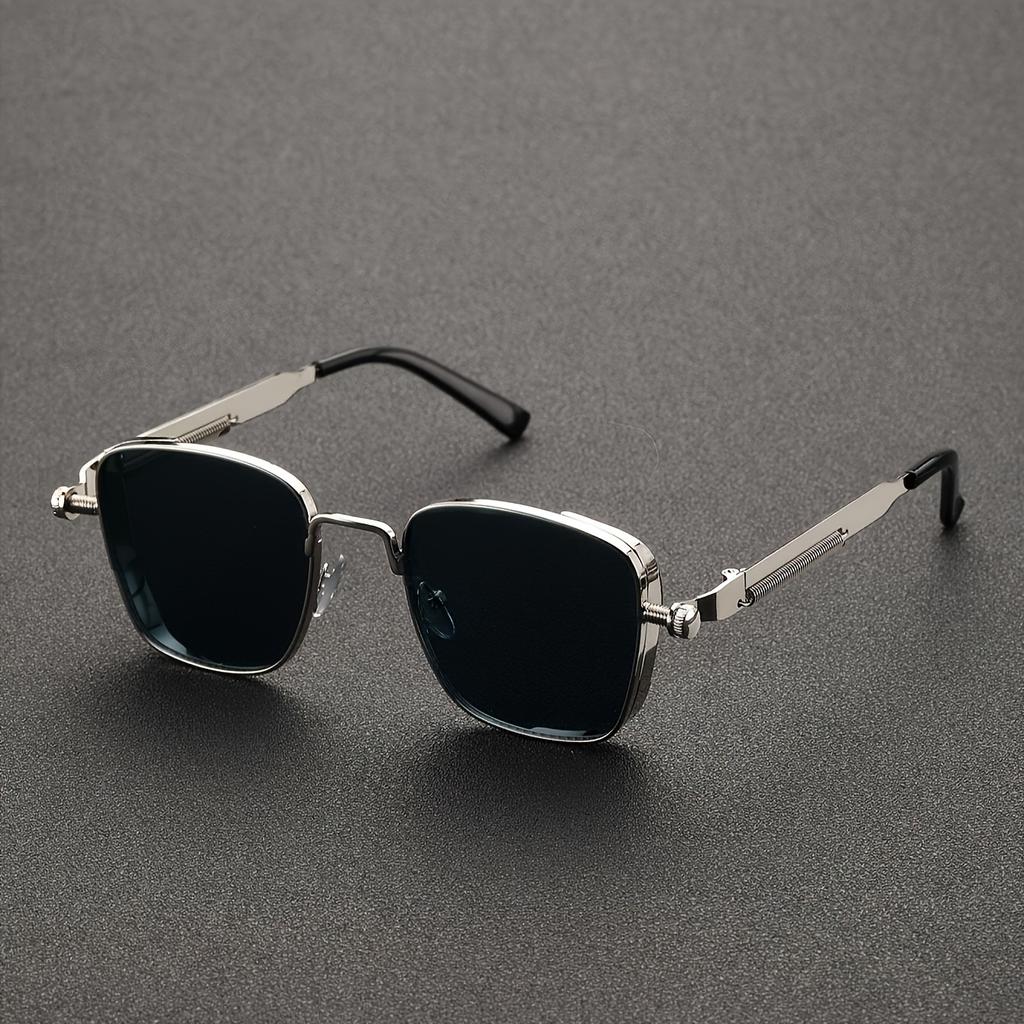 Vintage Punk-Inspired Square Metal Frame Glasses Retro Style, Full Rim, Decorative Eyewear for Men & Women Casual Fashion Glasses