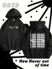 Music Street Minimalistischer Herren Hip Hop Sport Hoodie Gestapelte Buchstaben I AM MUSIC Logoaufdruck Vorne und Hinten Locker Übergröße Lässiges Sweatshirt