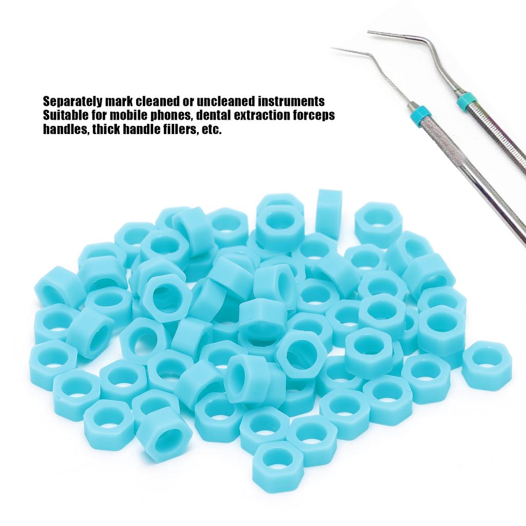 100pcs Dental Code Ring Silicone Instrument Code Circle Autoclavable Dentists Material