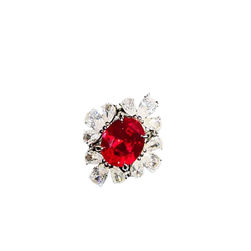 Imitation Edelstein Blume Halskette Set Luxus Dame Voll Diamant Zirkon Ohrringe Live Ring