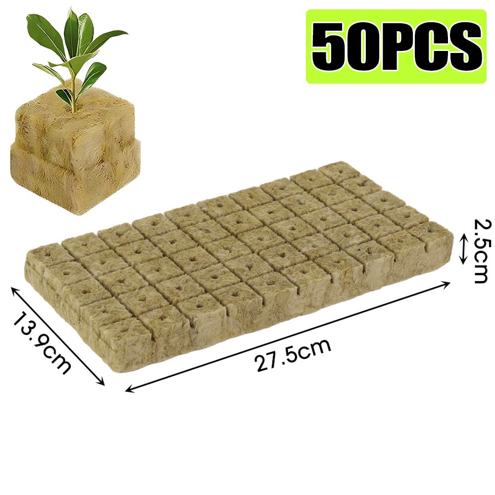 50/300Pcs Cube Rock Wool Starter Plugs Planting Block Garden Seedling Grow Plug Soilless Substrate Pots Hydroponics Cuttings