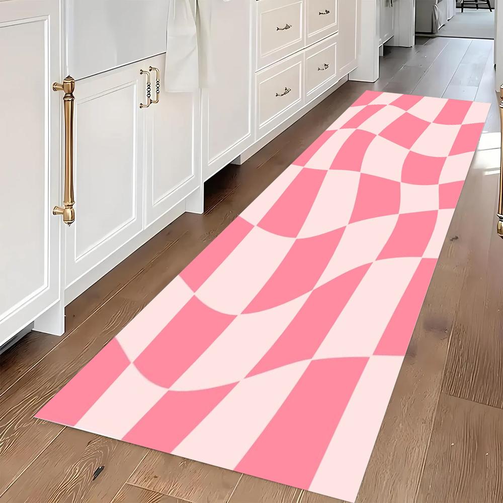 

Modern Optical Illusion Runner Rug Geometric Checkered Pattern Carpet Soft Non-Slip Hallway Mat for Living Room Bedroom Entryway 40X120CM