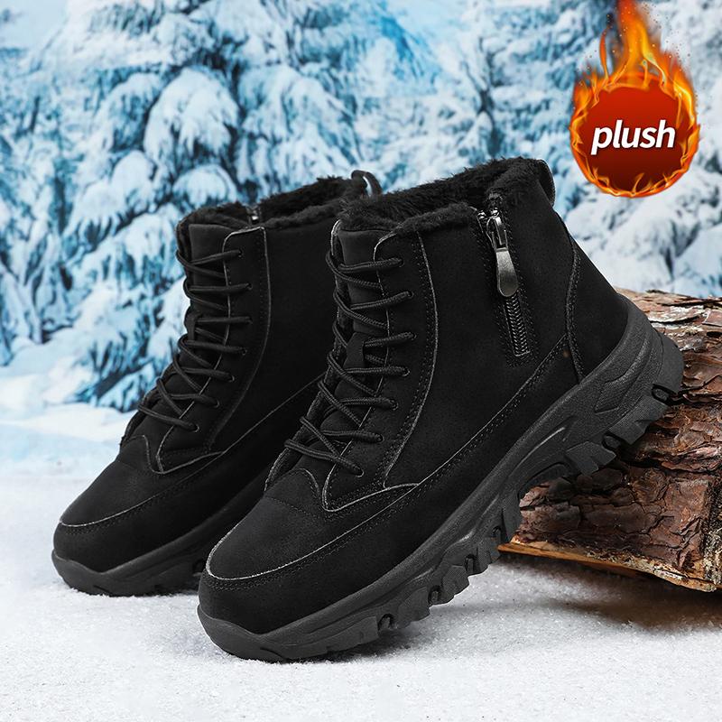 

TUINANLE Winter Men Ankle Snow Boot Non Slip Shoes Casual Keep Warm Plush Footwear Women Boots 38 чёрный