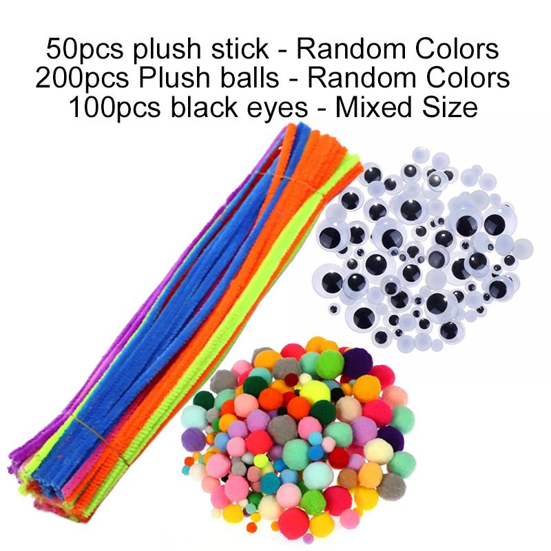 DIY Handicraft Materials Plush Stick / Pompoms / Wiggle Eyes Color Household Handicrafts Supplies Handmade Accessories TMZ