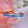 Female Charm White Fire Opal Blue Stone Rings Vintage Fashion  Color Wedding Band Jewelry For Women