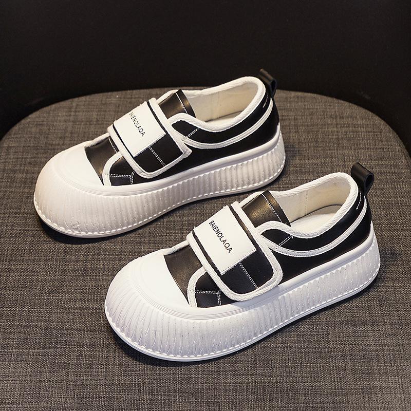 Ugly Cute Big Head Bread Shoes New Niche Versatile Casual Leather Little White Shoes Fisherman Breathable Thick-soled Biscuit Board Shoes