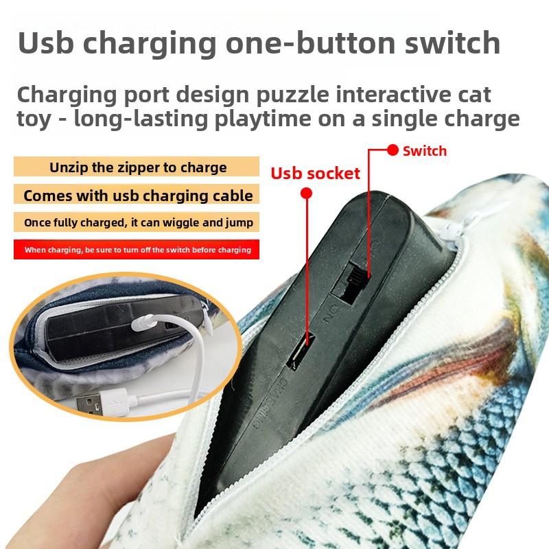 Für Bestseller Elektrisches Fischspielzeug Nachahmt Echten Fisch Sprünge USB-Betrieben Springender Fisch Katzenspielzeug Kurzes Plüschmaterial - Für Babys 0-24