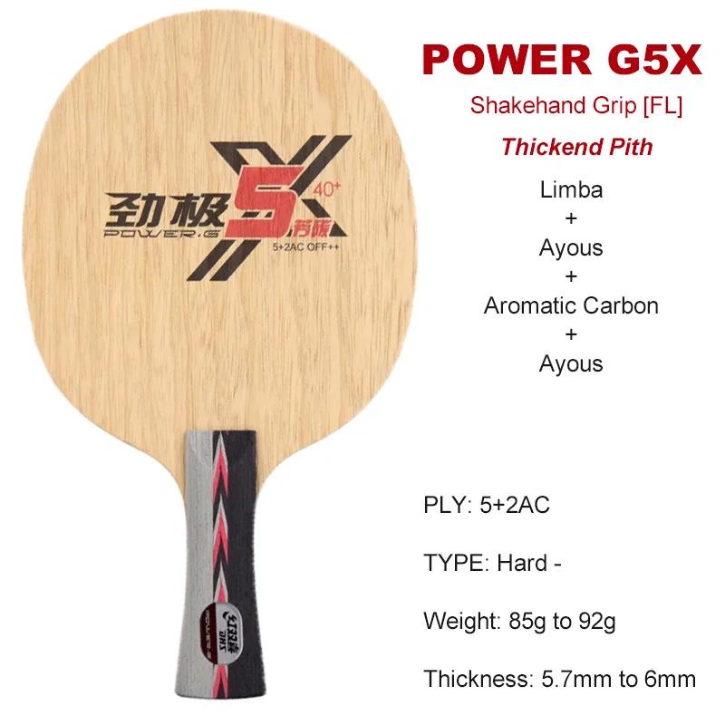 DHS POWER G5 G5X Tafeltennisblad 5 Hout 2 AC Ping Pong Blad Loop Drive met Fast Attack Pingpong Basis Hout met Originele Doos