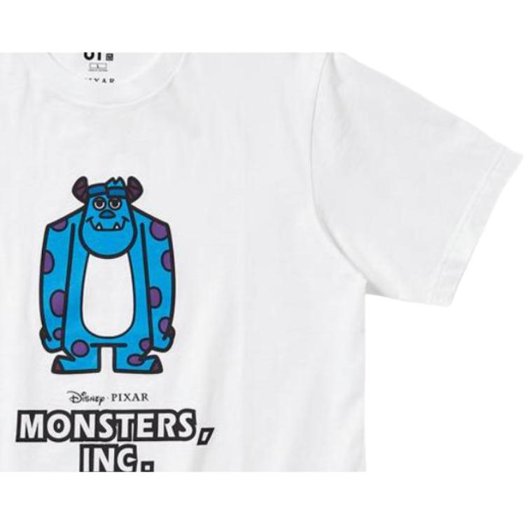 UNIQLO Letter Cartoon Print Round Neck T-Shirt Unisex tops White 452090-00