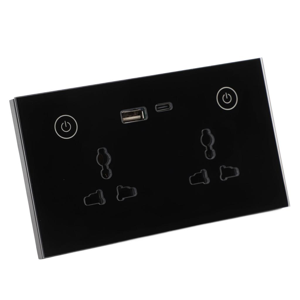 Smart Wall Outlet 2.4G WiFi Touch Light   Voice Control Smart Plug with USB and TYPE C   Port For   95‑250V