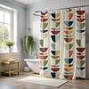 Mid-Century Modern Duschvorhang - Retro Geometrisch, 50er Jahre MCM, Türkis, Grün, Senf & Rost, Ausgefallene Badezimmerdekoration