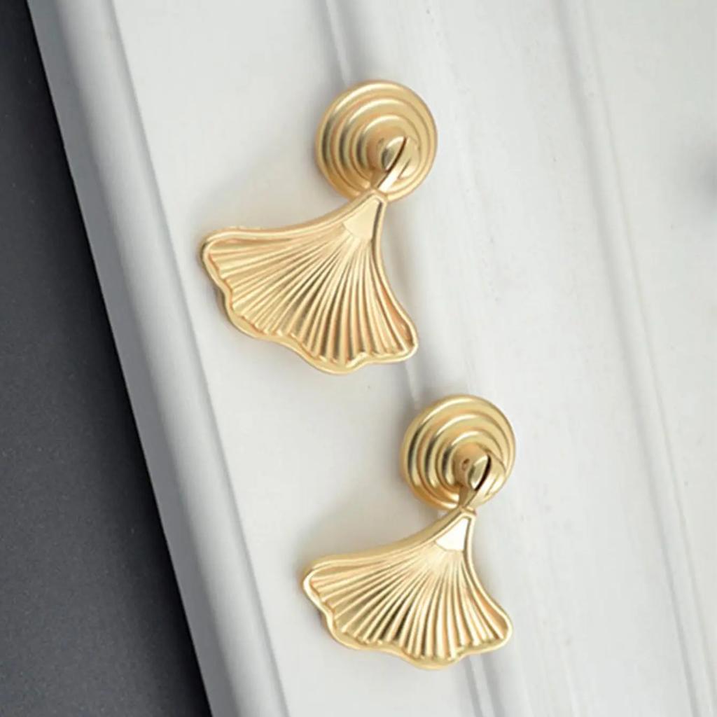 Zinc Alloy Furniture Handles Ginkgo Drawer Knobs Handles for Cabinets and Drawers Wardrobe Pulls Kitchen Cabinet Cupboard Knobs
