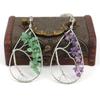Handmade Silver Wrapped Copper Wire Crushed Stone Tree of Life Necklace, Water Drop Natural Stone Design, Bent Tree of Life Necklace N28.