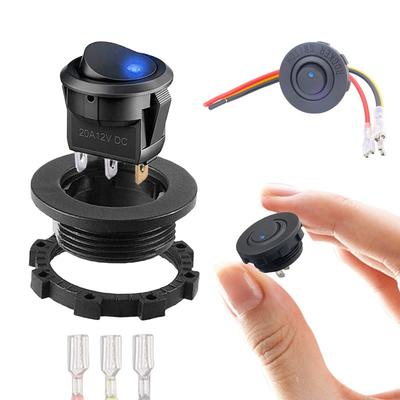 20mm Round Rocker Toggle Switch Shell Housing 12V LED ON OFF for Car Truck Golf Cart Dash Panel Blue Red Lighted
