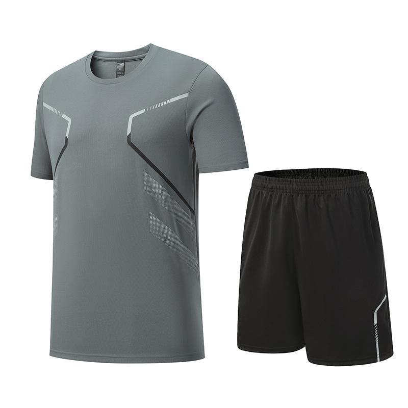 Men's Quick-Dry Short-Sleeve Sportswear Set for Summer Running and Fitness