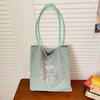 Trendy Korean Floral Print Shoulder Bag Spring New Double Sided Casual and Simple Commuting Bag Lightweight Canvas Tote Bag