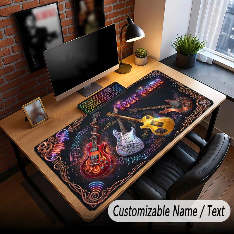 Music Guitar Theme Custom Mouse Pad Personalized With Name Text Customized Desk Mat For Office Home Decor