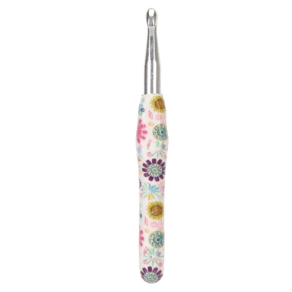 Flower Pattern Crochet Hook Ergonomic Handle Sewing Tools Knitting Needle For Crocheting Yarn
