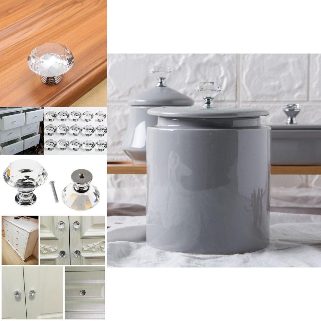 Premium Quality 10pcs Crystal Glass Cabinet Knob With Sparkling Diamond Design