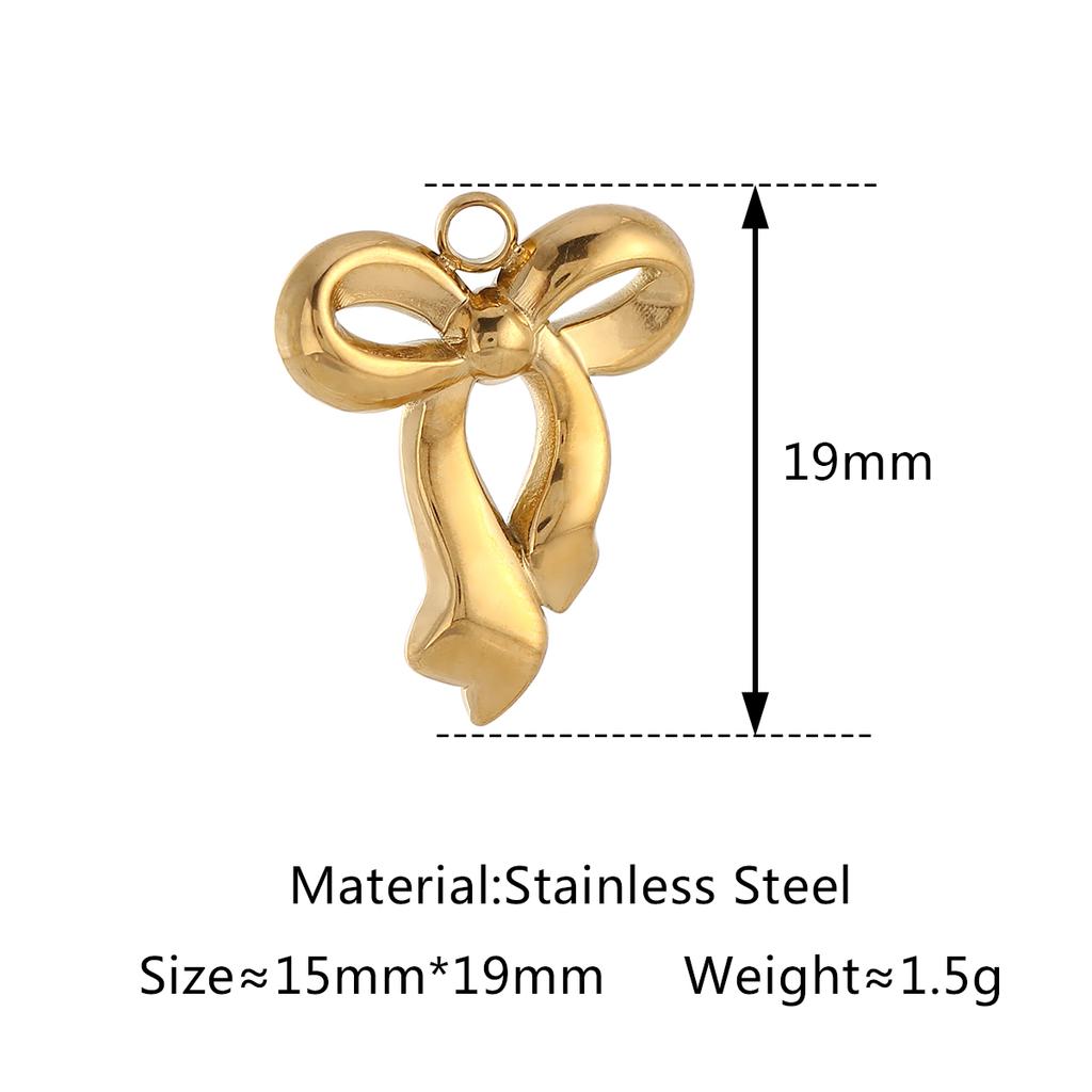 3Pcs Bowknot/Angel/Four Leaf Clover/Flower Charm Stainless Steel Pendant DIY Handmade Craft Necklace Bracelet Jewelry Making