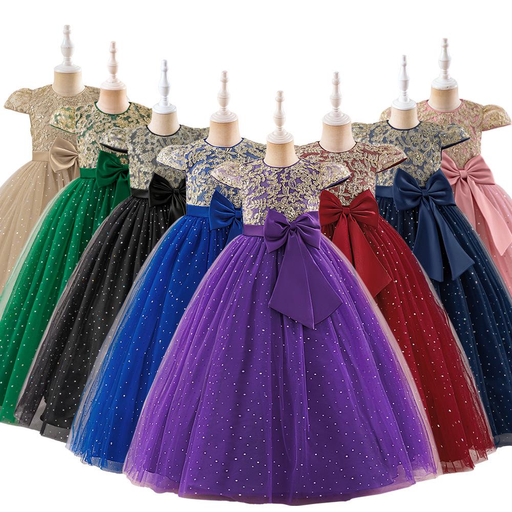 Sukienka księżniczki z tiulu dla dziewczynek - Puszysta, z kokardą, sukienka dla druhny, na wesele i bal