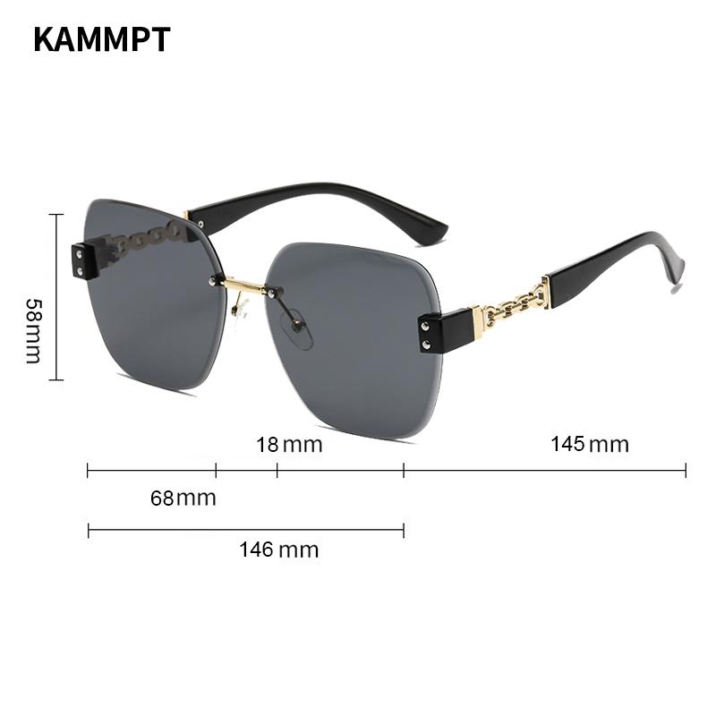 New Oversized Rimless Chain Legs Sunglasses Vintage Men Stylish Fashion Female Shades Luxury Brand Designer Eyewear