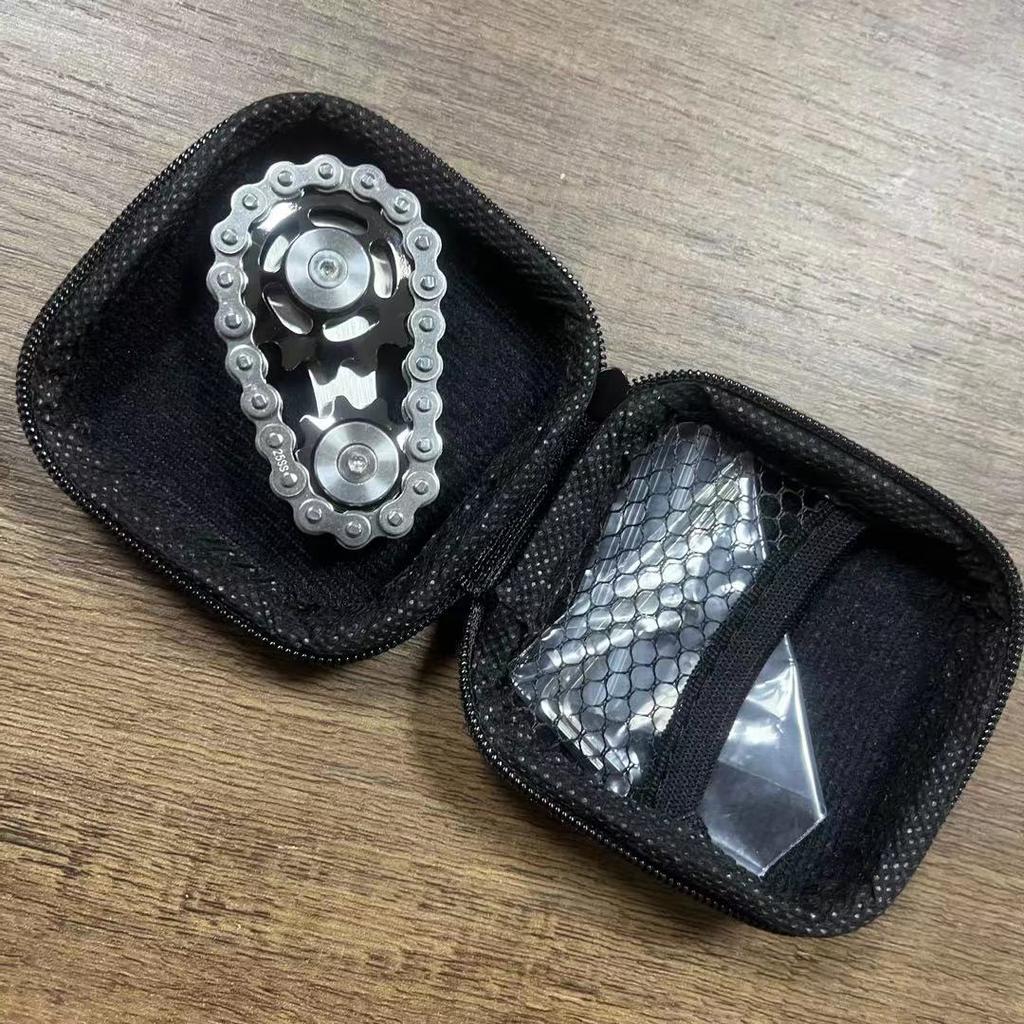 Rainbow EDC Gear Chain Fingertip Gyroscope Toys Metal Sprocket Flywheel Fidget Spinner for Adults Kids Anti Stress Roller