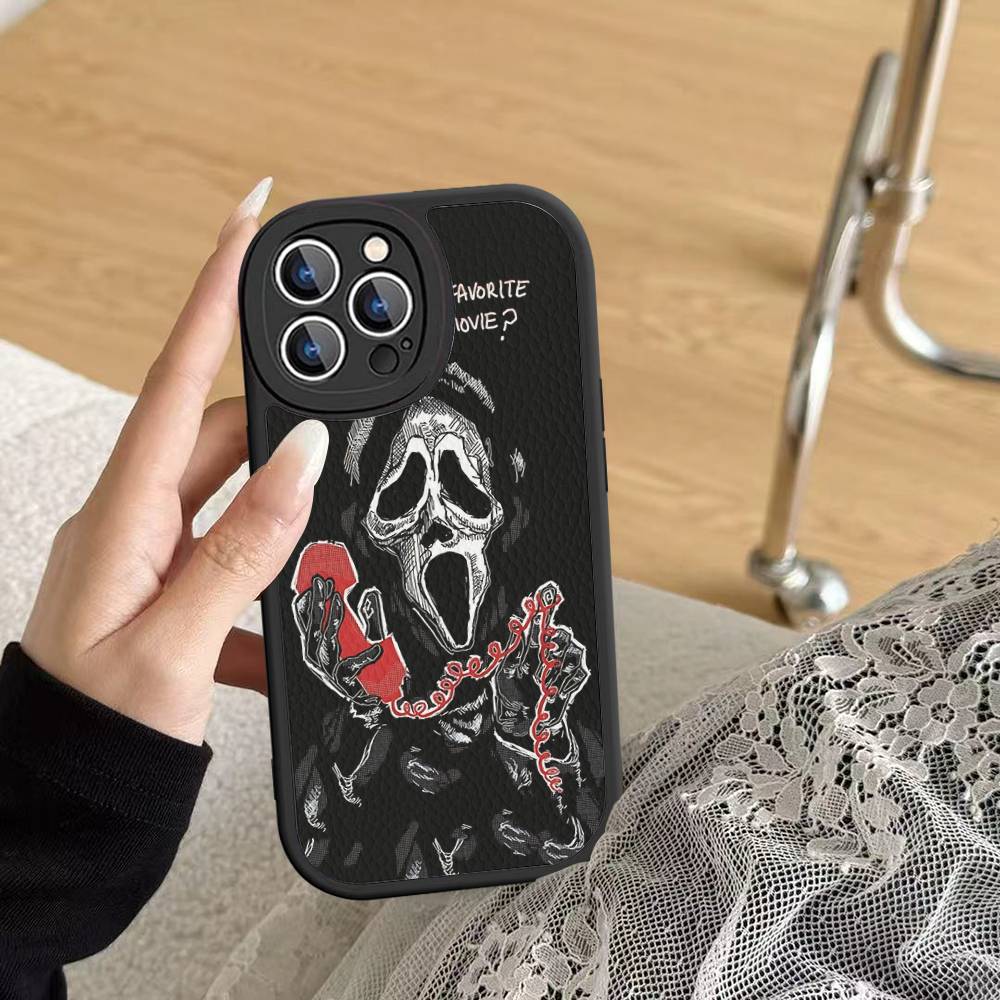 Ghost Face Art Scream Phone Case For IPhone 16 15 14 13 Pro Max 11 12 Plus Leather Silicone Cover