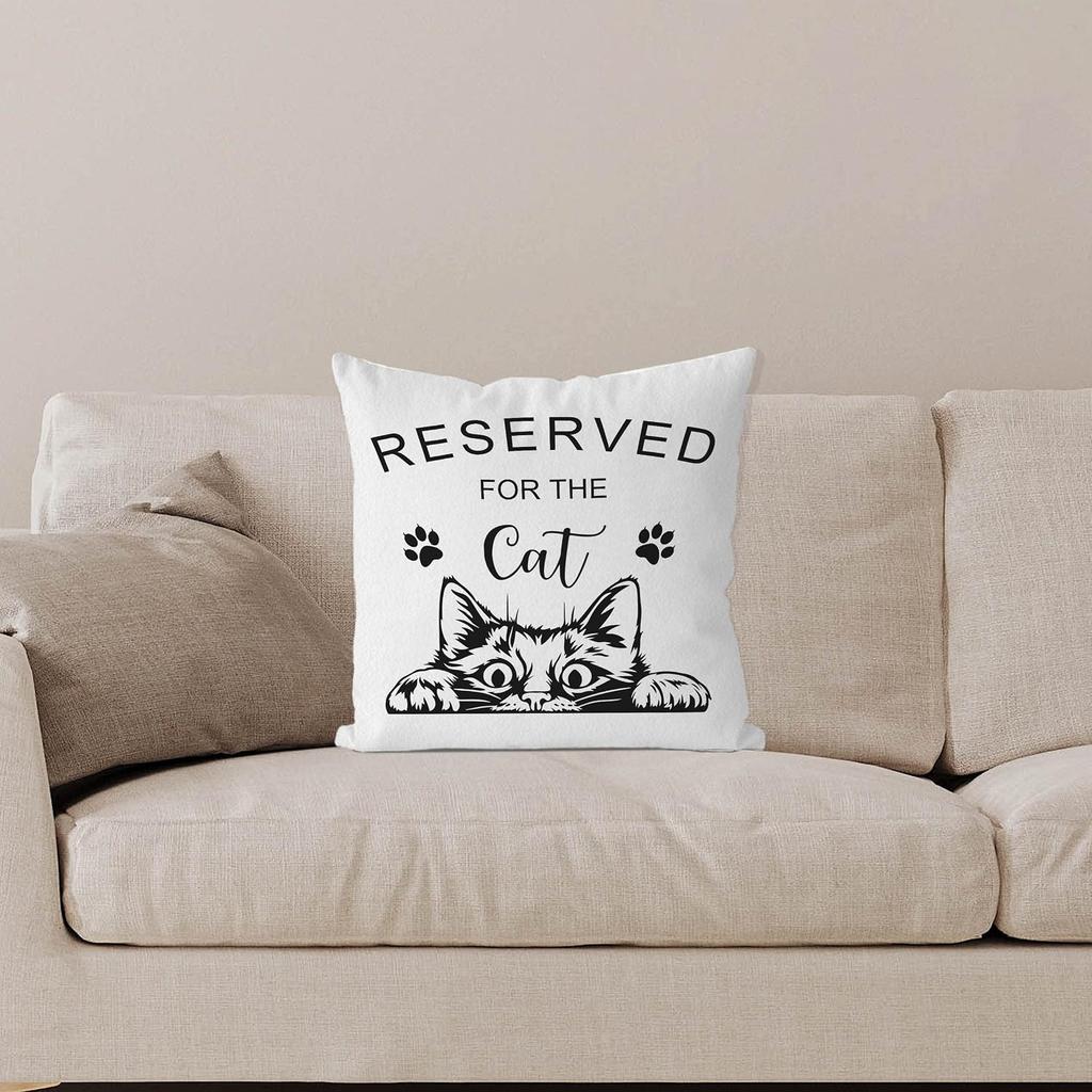 Funny Reserved For The Cat Pillowcase, Cute Peeking Kitten Art, Black White Pet Lover Cushion Cover, Cat Mom Home Decor