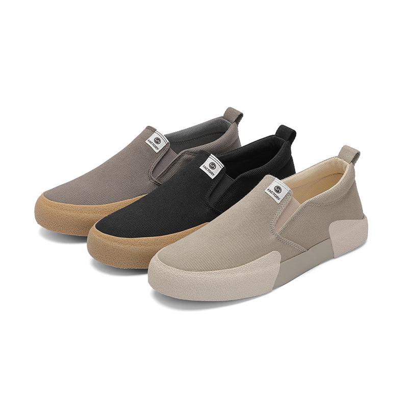 Spring 2026 Retro Men's Slip-On Shoes - Casual Low-Top, Solid Color, Artistic Flat Bottom Style