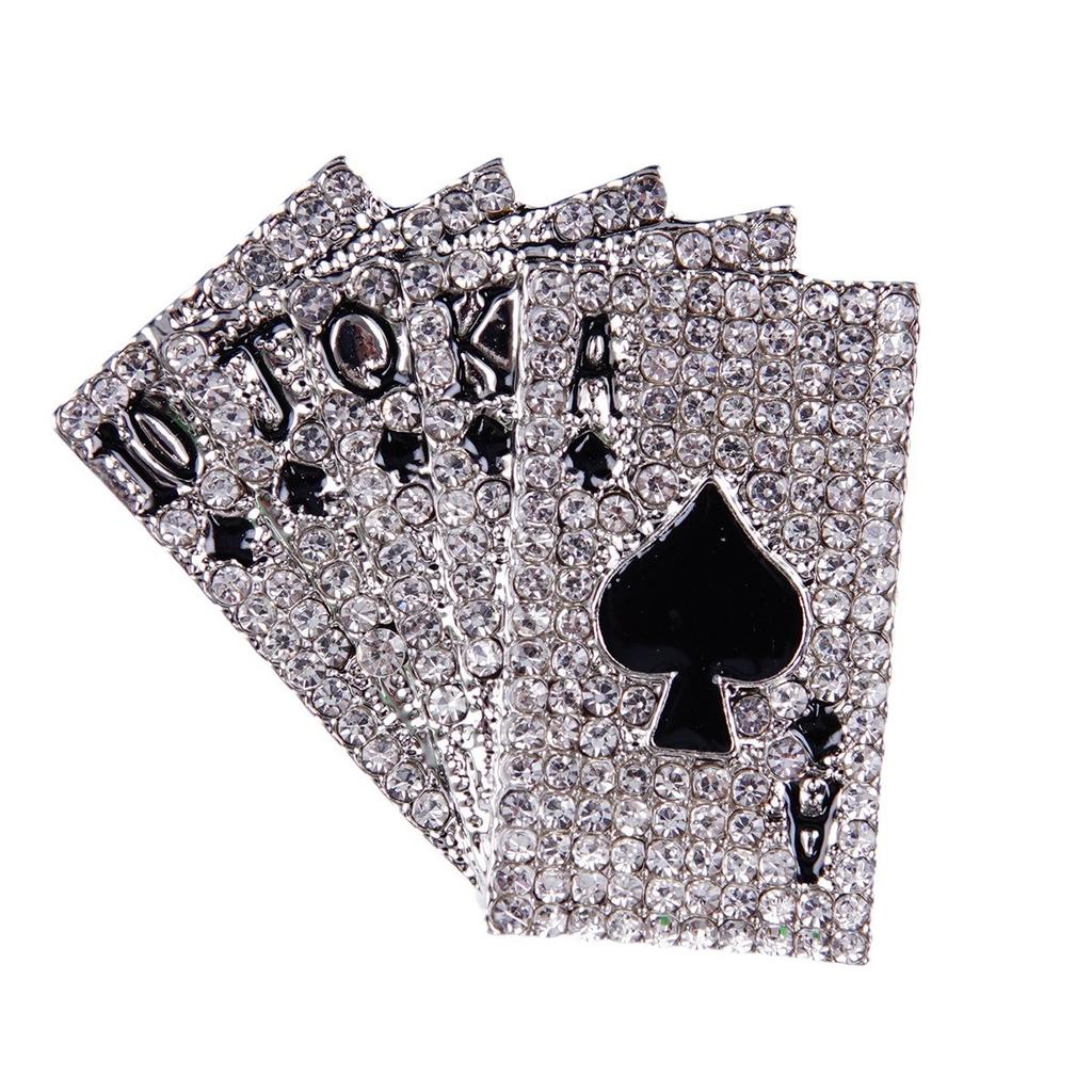 Creative Alloy Diamond Hip Hop Poker Flush Brooch Men'S And Women'S Suit Collar Pin