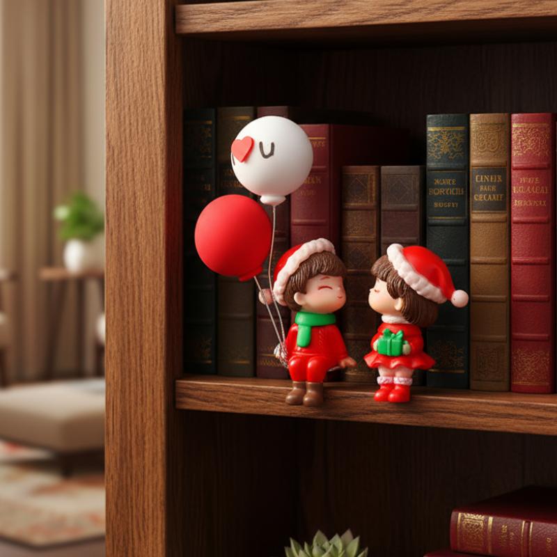 1-10PCS Christmas Couple Car Ornament Desktop Decor Mini Cartoon Lovers Figurine Car Decor Holiday Gift for Home and Office
