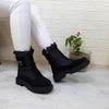 Twingo 900 Black Color Zippered Women's Boots with Fur Inside