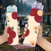 1PC Large Red Vintage Flower Background 750ml Color Plastic Sports Water Bottle Leakproof Flip Straw Lid Suitable for Sports Office Home Use