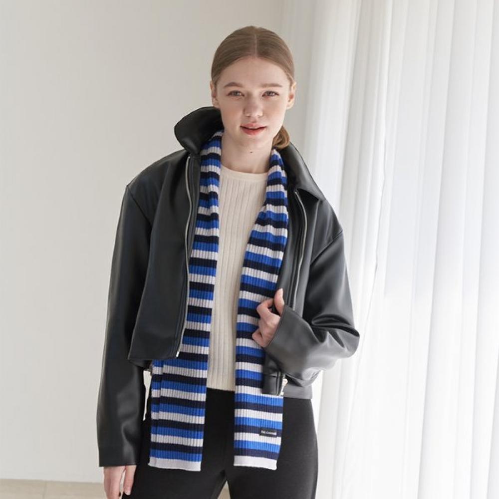 Dal Cashmere Knit Muffler Rib Blue
