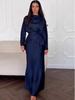 Vestido de Moda Estilo Europeo y Americano con Cintura Plisada Adelgazante Otoño 2025