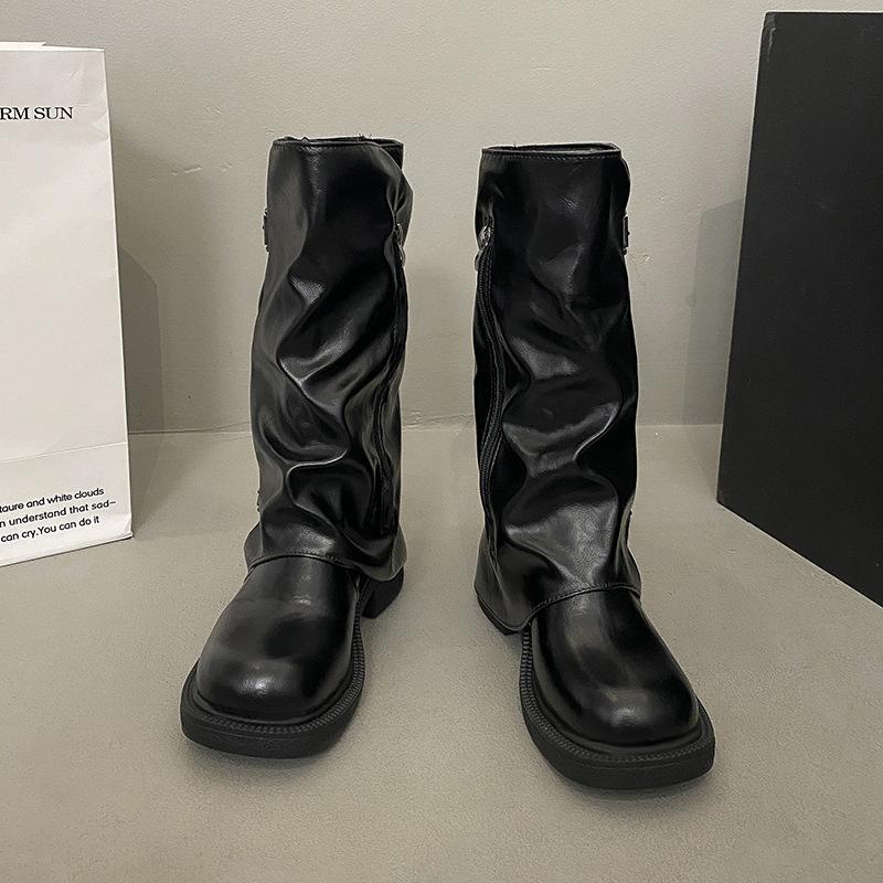 

Нишевые ретро-сапоги на толстом каблуке средней высоты, ковбойские стековые сапоги в стиле вестерн, рыцарские сапоги, ранняя осень, ботинки «Мартин», французские женские сапоги 40 чёрный