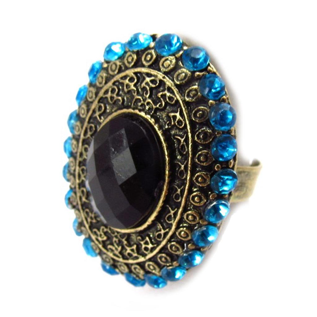 Les Trésors De Lily [K1913] - Bague Créateur 'Sissi' noir bleu