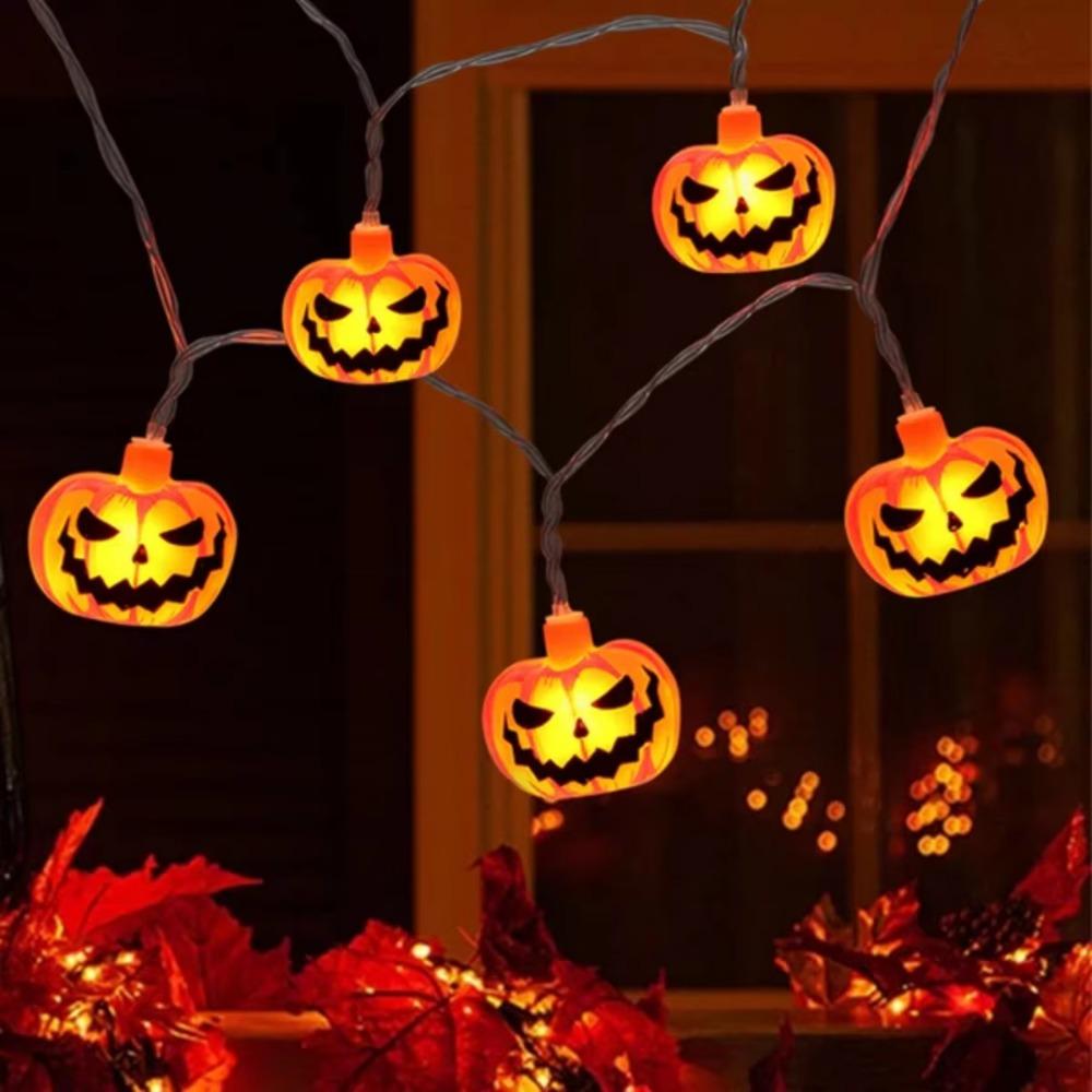 Halloween Decoration String Lights Battery Powered with Ghost Witch Cat Pumpkin Spider Web Skeleton Mummy Pirate Ghost Shape