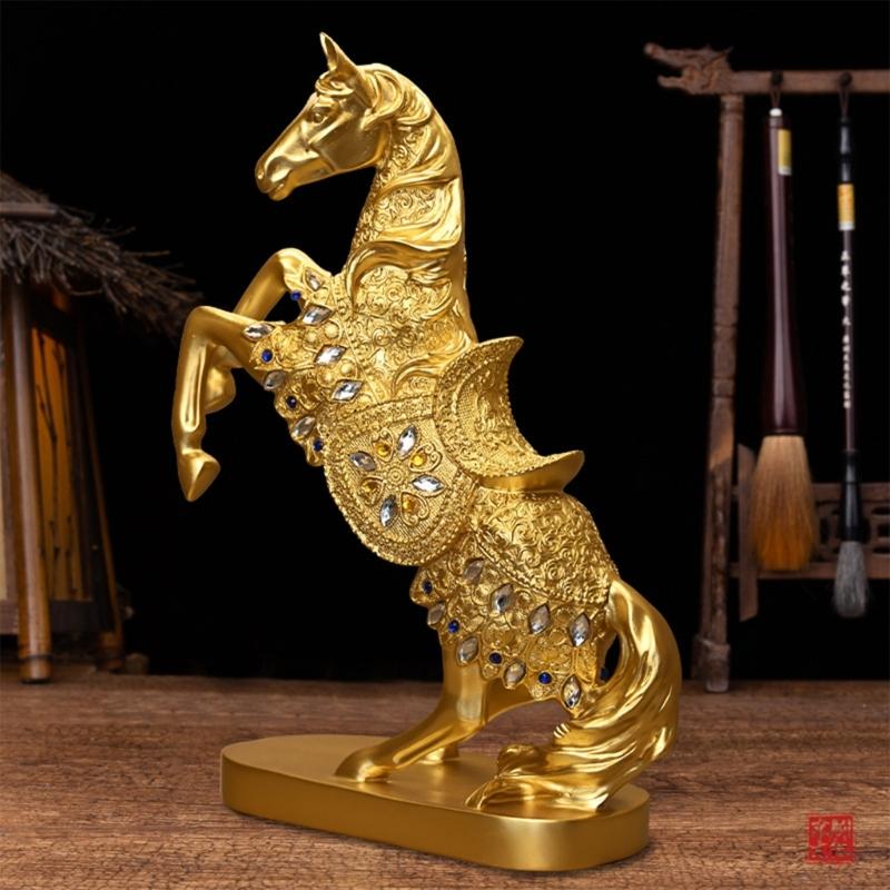 Resin Horse Statue Sculptures Decorative Animal Figurines Tabletop Ornament Symbols Wealth Career Home Decorations