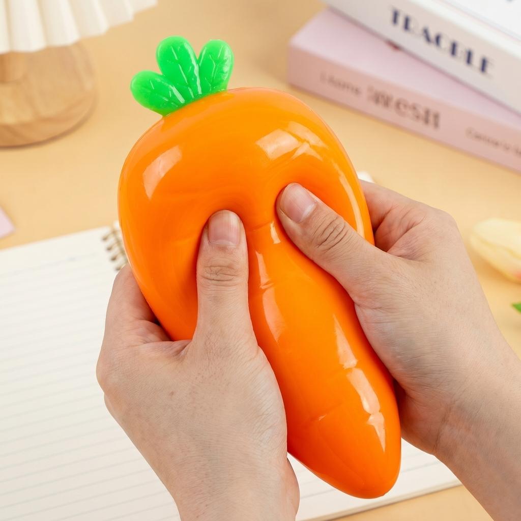 Soft Squeeze Carrot Shaped Stress Relief Toy Sensory Squishy Toy for Hand Exercise and Relaxation Durable Flexible Material